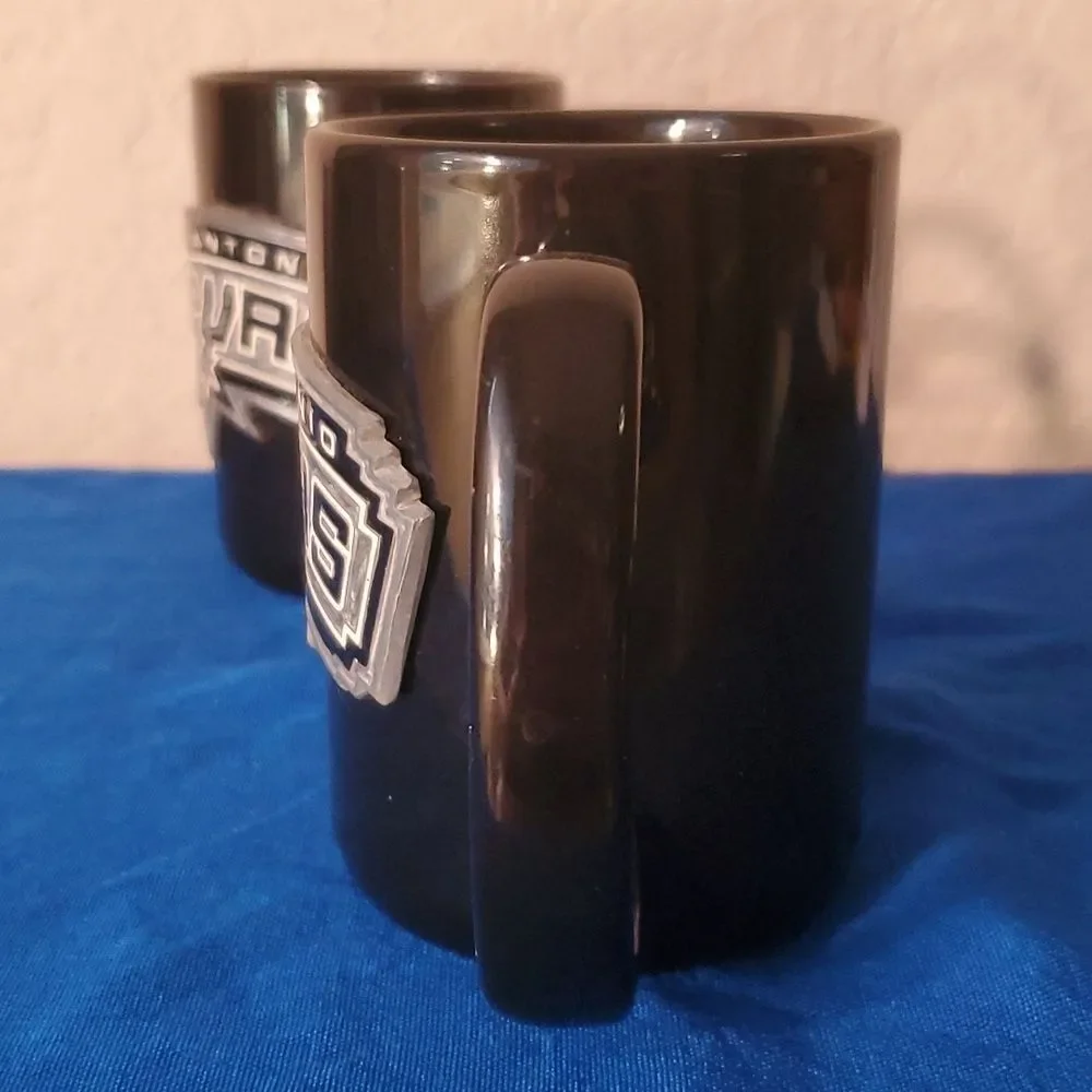 San Antonio Spurs Coffee Mug Set of 2 Black Ceramic Tea Cup 10 oz NBA Fan Gift